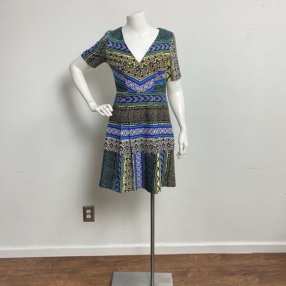Plenty by Tracy Reese Fit & Flare Dress Lined Women's Size 4 Multicolor Vneck - Picture 2 of 10